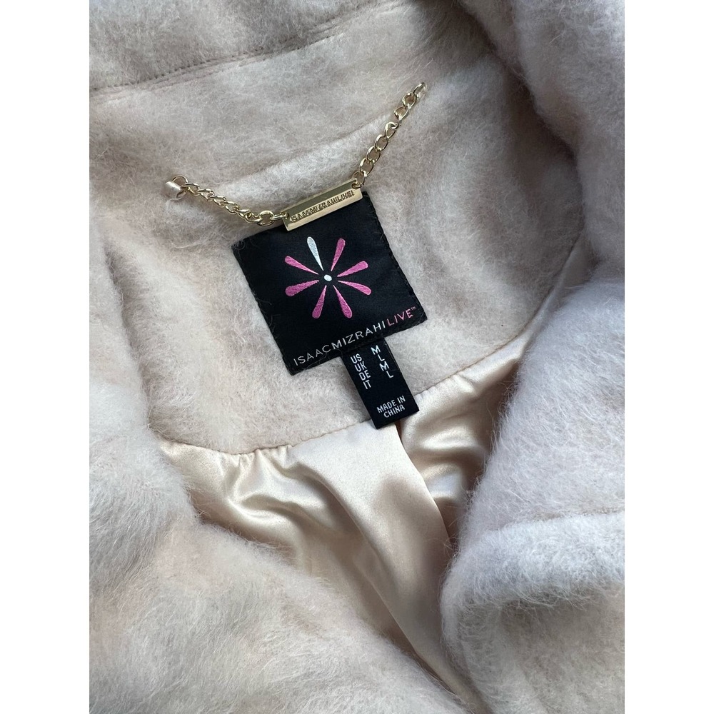 Isaac Mizrahi Wrap Long Coat with Notched Collar & Pockets OYSTER NWOT SIZE M - Picture 6 of 12